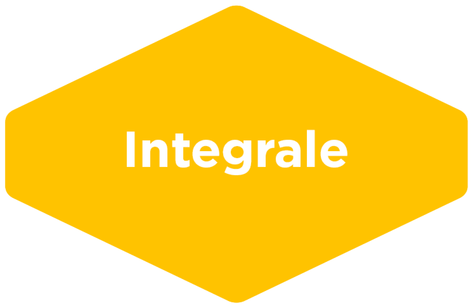 Das Wort Integrale in weißer Schrift, zentriert auf einer gelben sechseckigen Form.