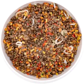 Linsensalat von Guggisberg Agro in weisser Schale
